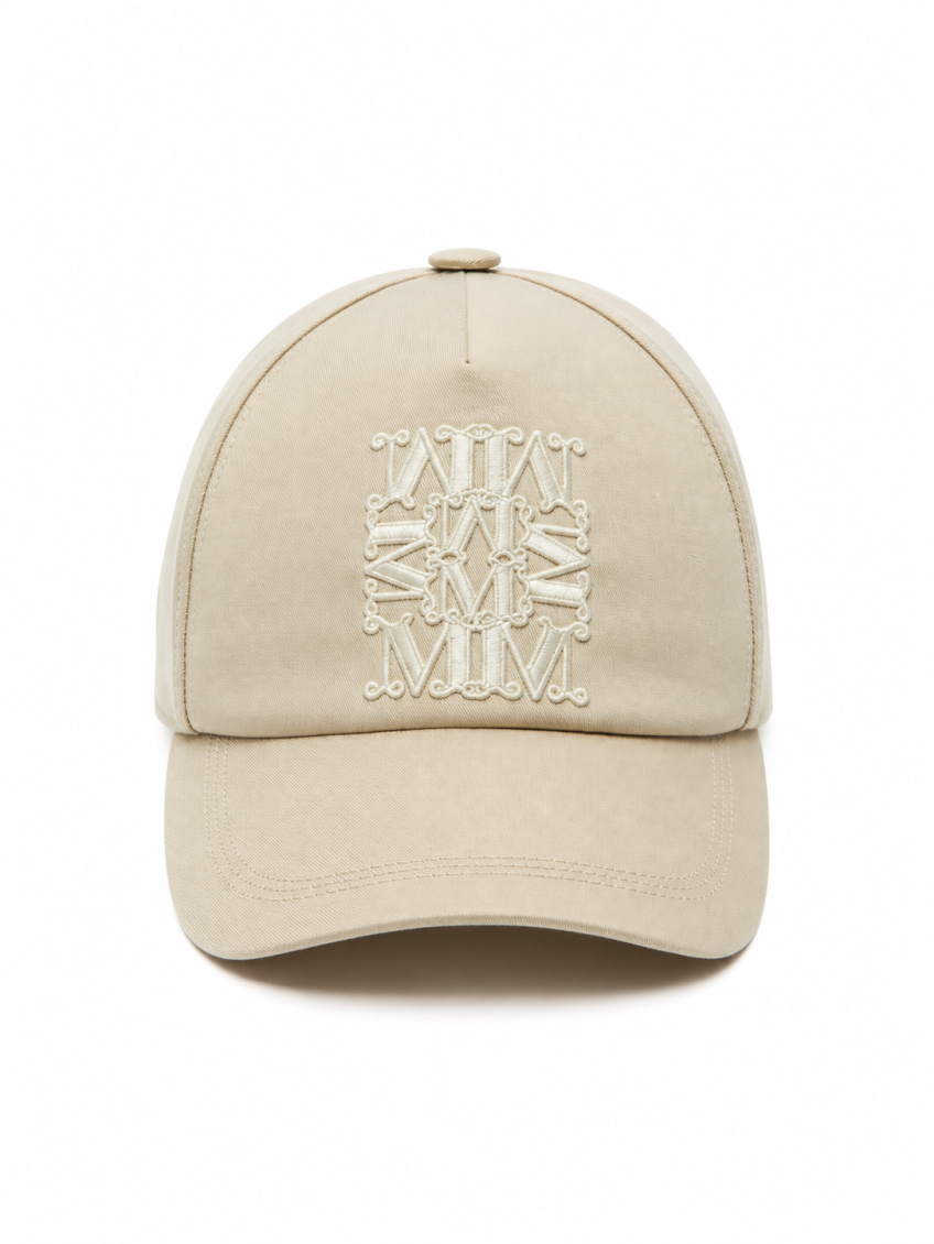 Beige Embroidered Baseball Cap 1
