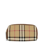 Beige Check Zip Around Wallet 1