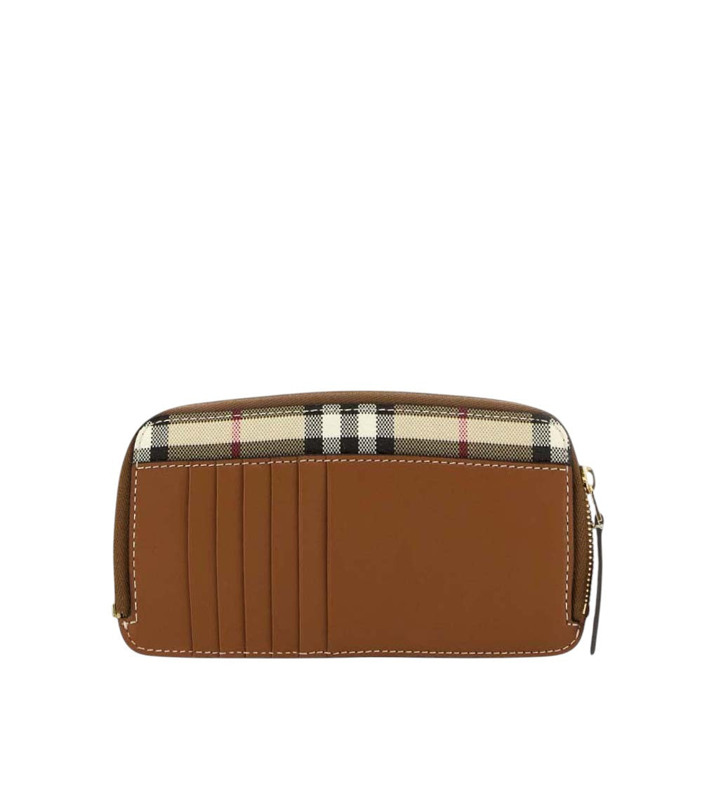 Beige Check Zip Around Wallet 2