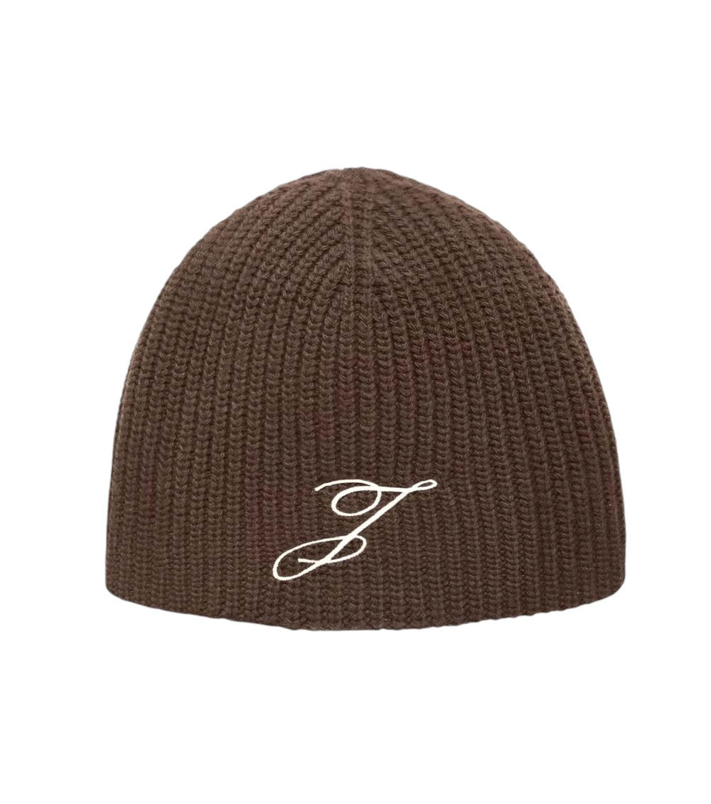 Dark Brown Logo Beanie Cap 1