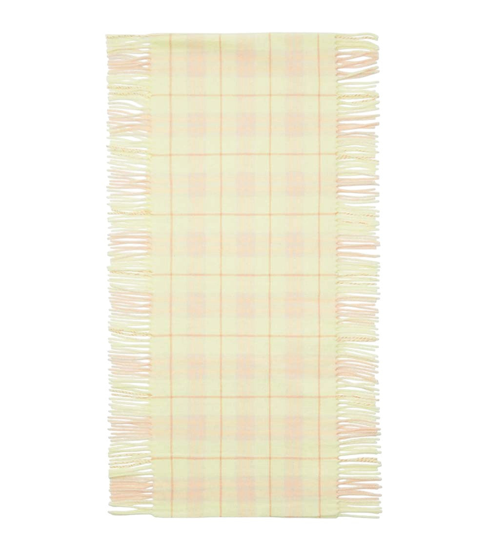 Yellow Check Fringed Scarf 1