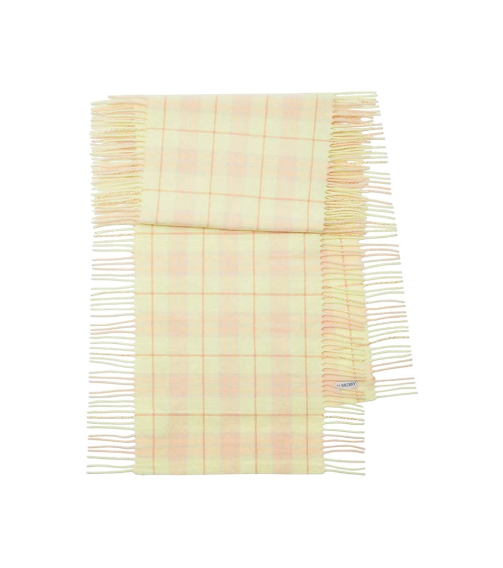 Yellow Check Fringed Scarf 2