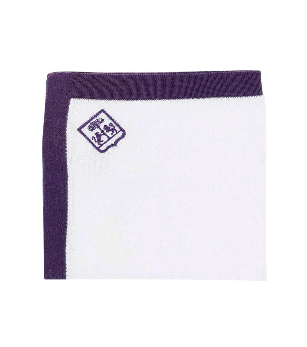 White Embroidered Logo Pocket Square 1