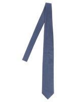 Blue Herringbone Polka Dot Tie 1
