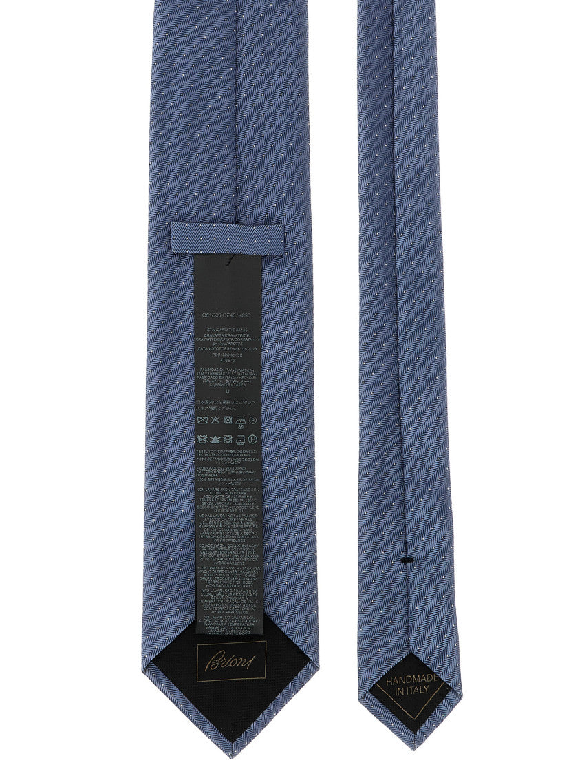 Blue Herringbone Polka Dot Tie 2