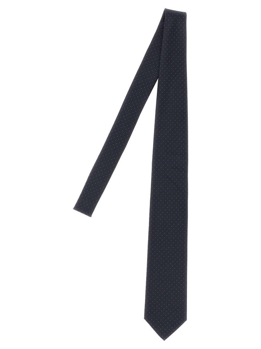 Blue Herringbone Polka Dot Tie 1