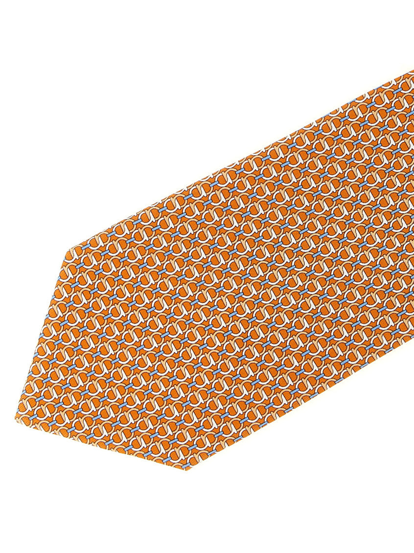 Orange Signature Printed Tie 3