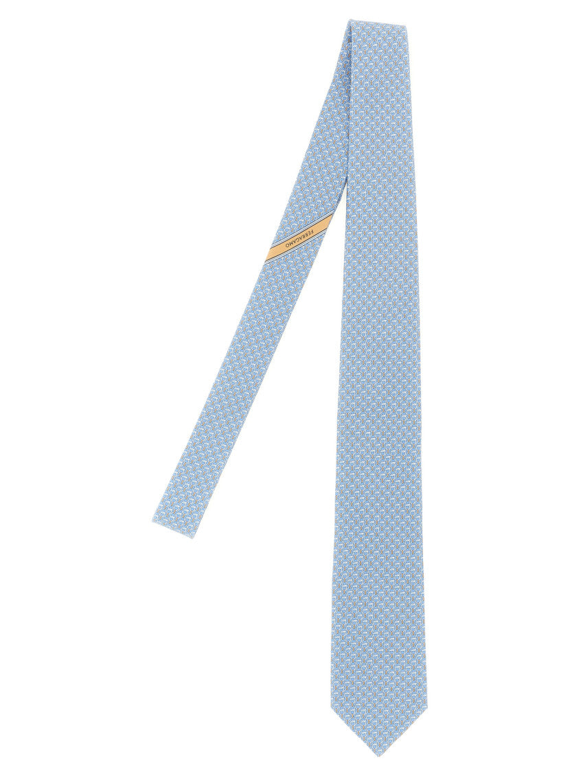 Light Blue Gancini Logo Tie 1