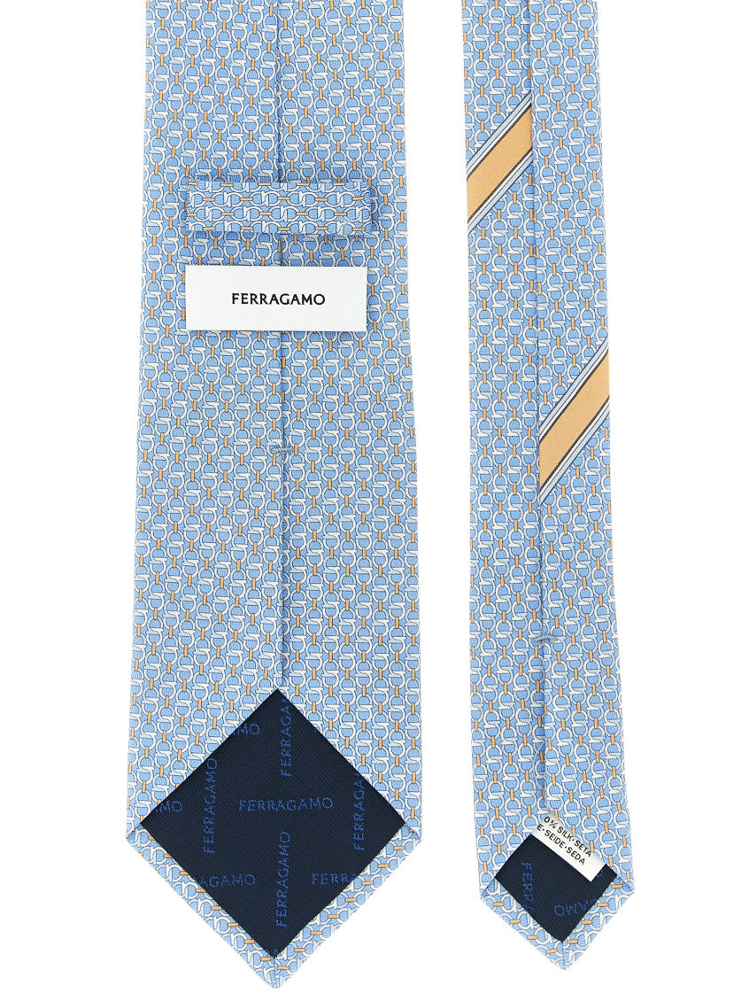 Light Blue Gancini Logo Tie 2