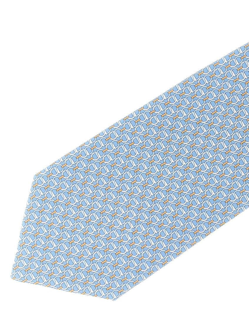 Light Blue Gancini Logo Tie 3