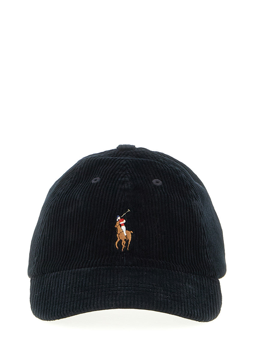 Black Corduroy Logo Baseball Cap 1