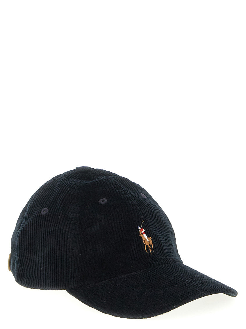 Black Corduroy Logo Baseball Cap 2
