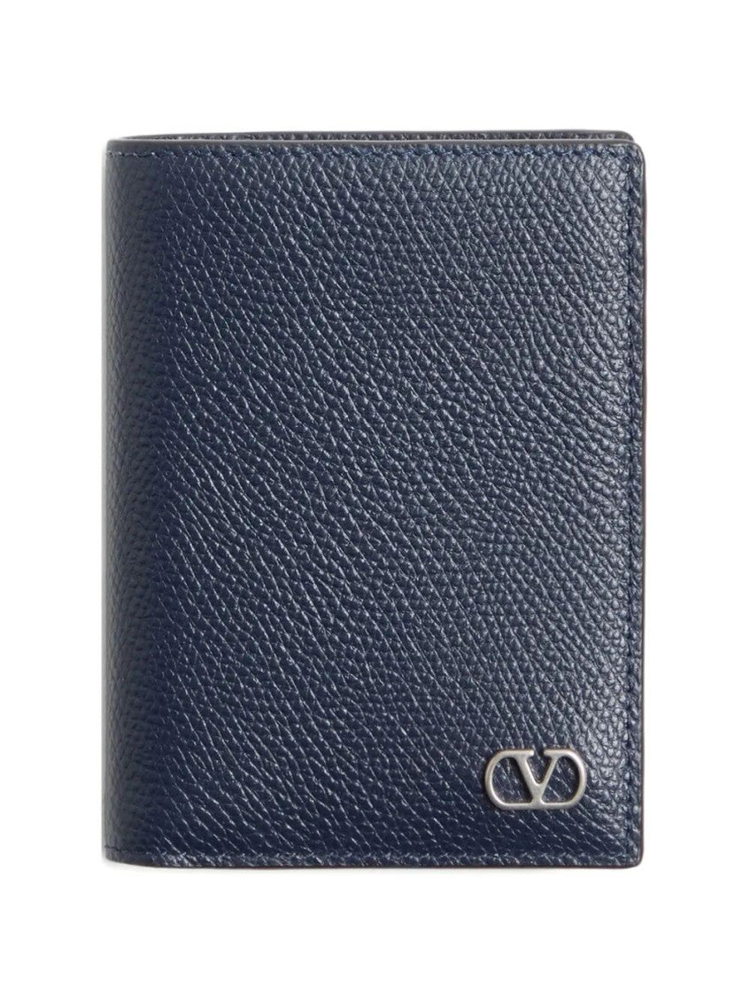 Blue Logo Textured Wallet 1