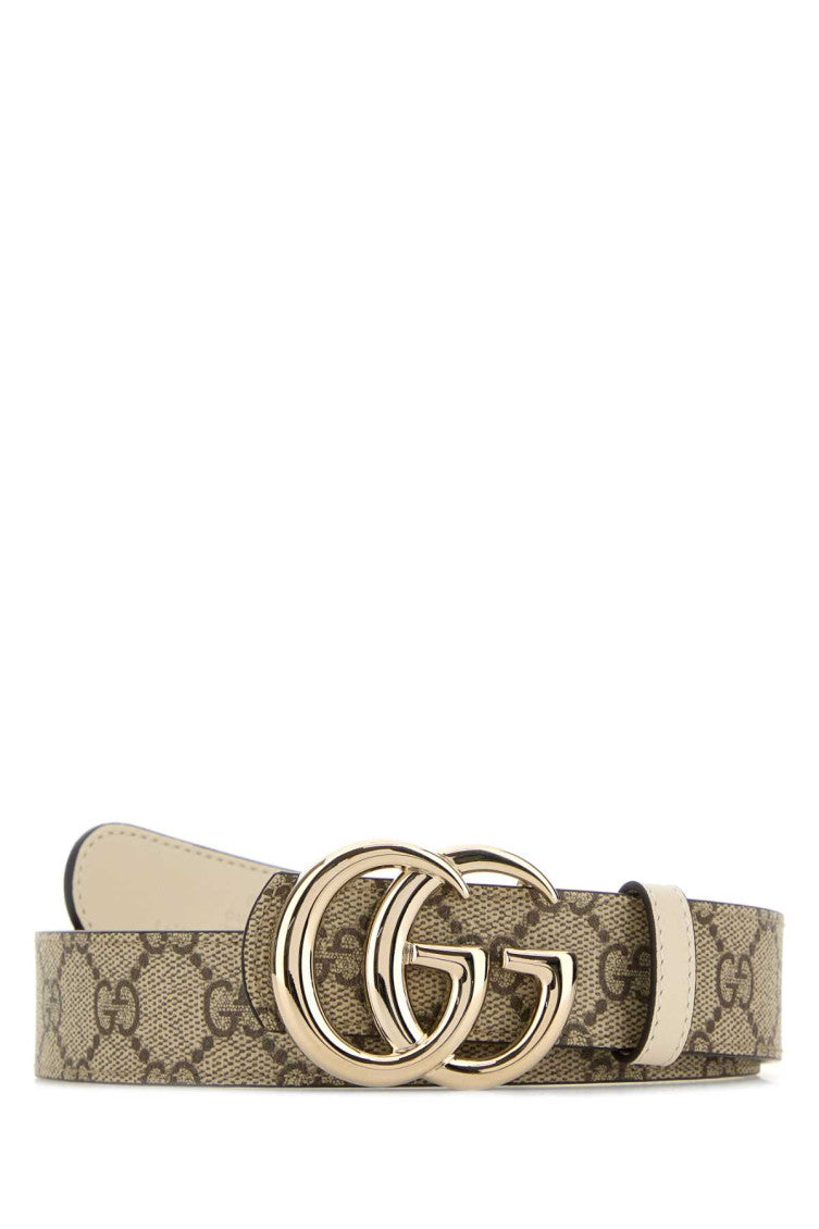 Beige Printed Canvas Reversible Belt 1