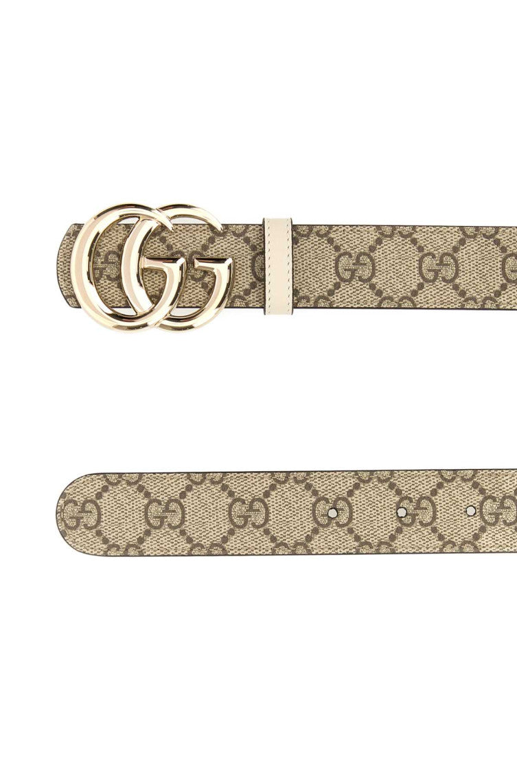 Beige Printed Canvas Reversible Belt 2