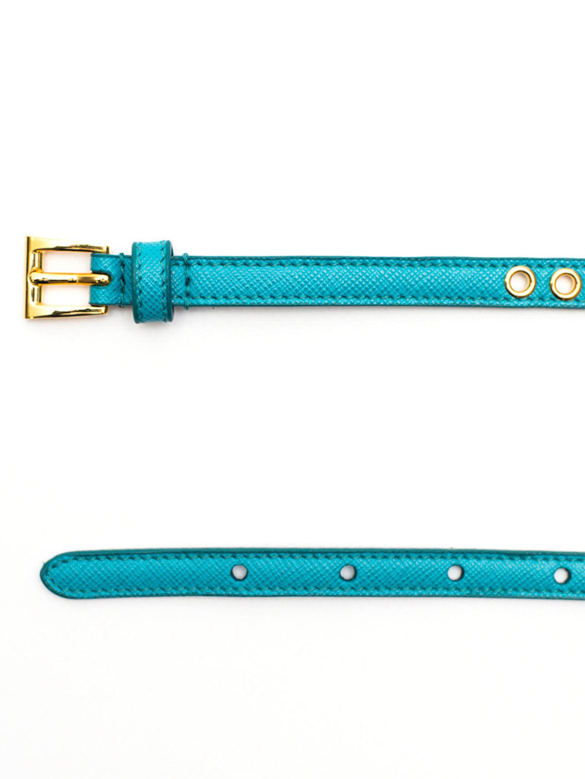 Light Blue Skinny Eyelet Embellished Belt 2