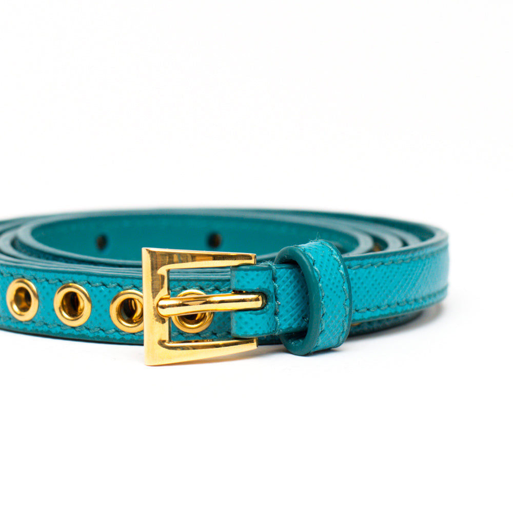 Light Blue Skinny Eyelet Embellished Belt 3