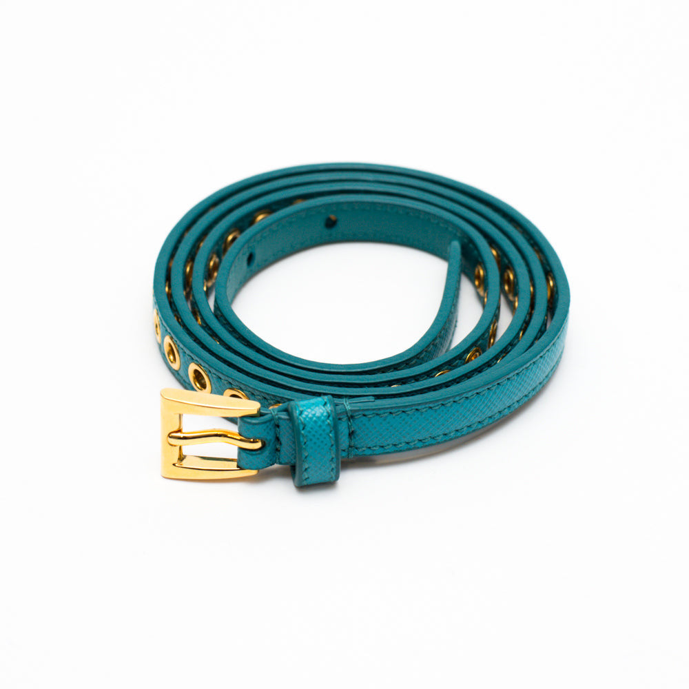 Light Blue Skinny Eyelet Embellished Belt 4