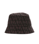 Dark Brown ICONOGRAPHE TOILE BUCKET HAT 1