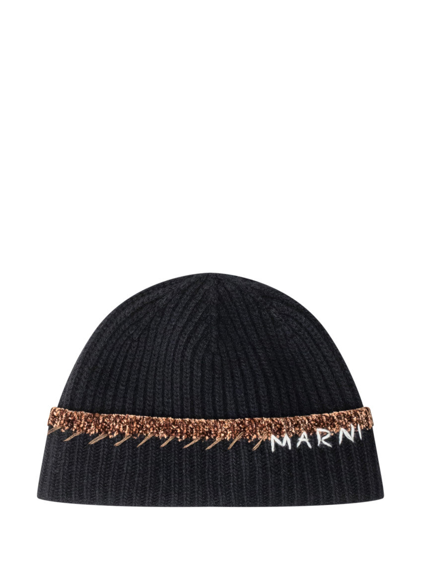 Black Logo Beanie Hat 1
