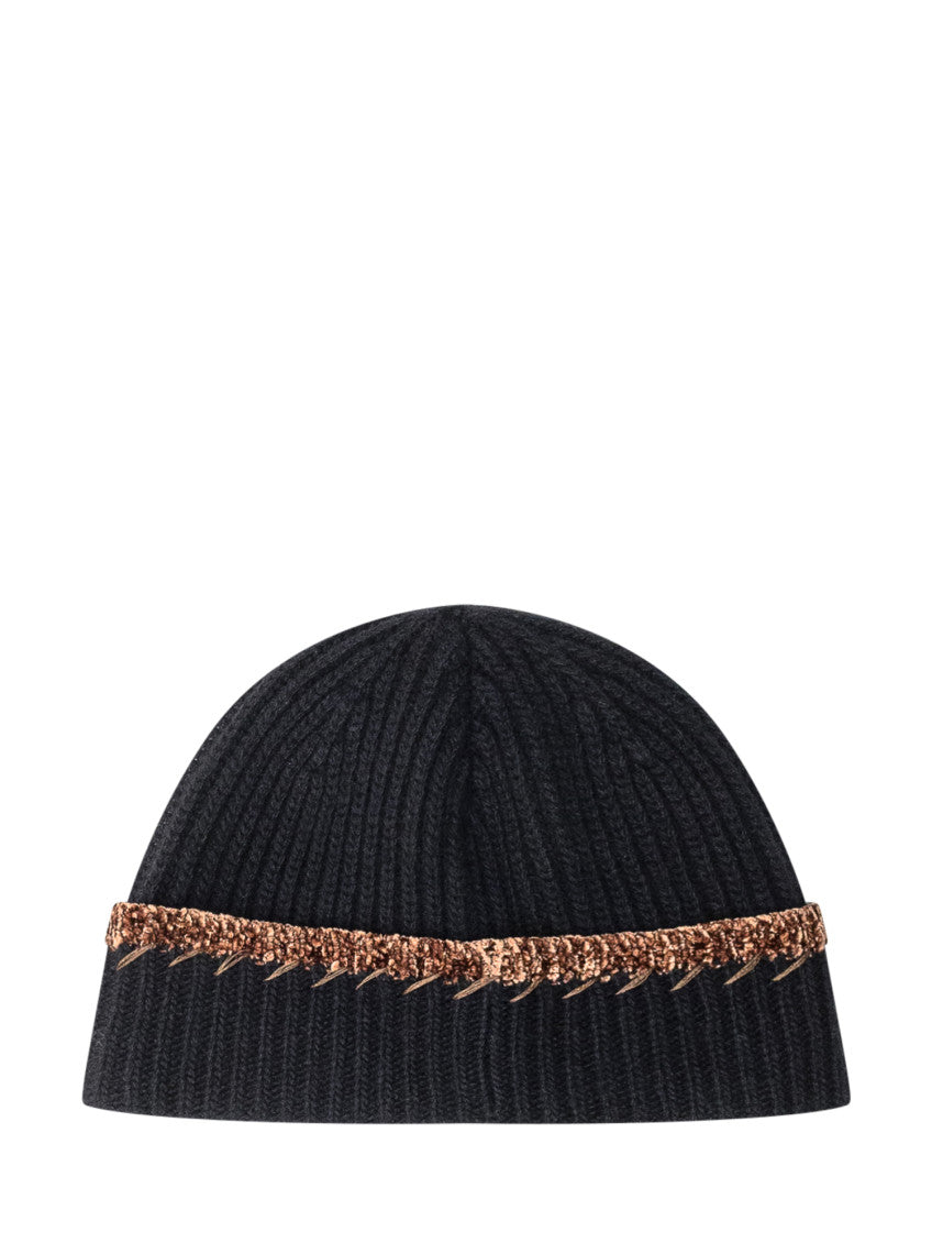 Black Logo Beanie Hat 2