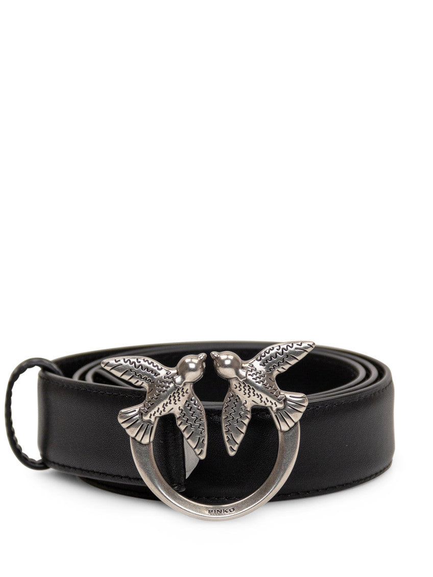 Black Love Birds Solid Buckle Belt 1