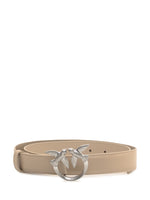 Beige Solid Logo Buckle Belt 1