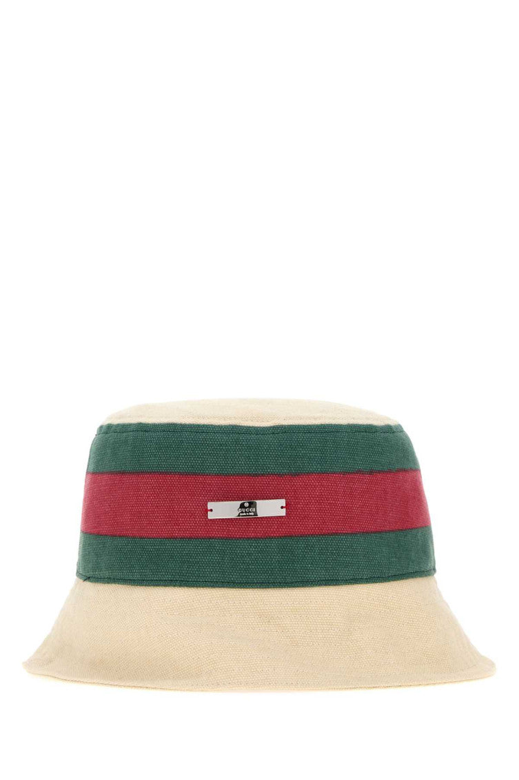 Beige Signature Stripes Bucket Hat 1