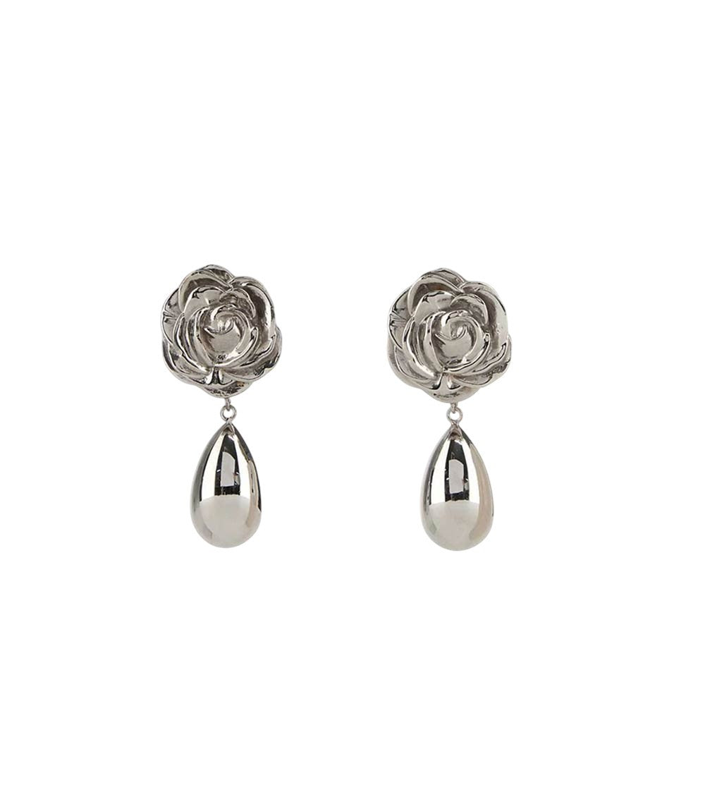 Silver Floral Drop Earrings 1