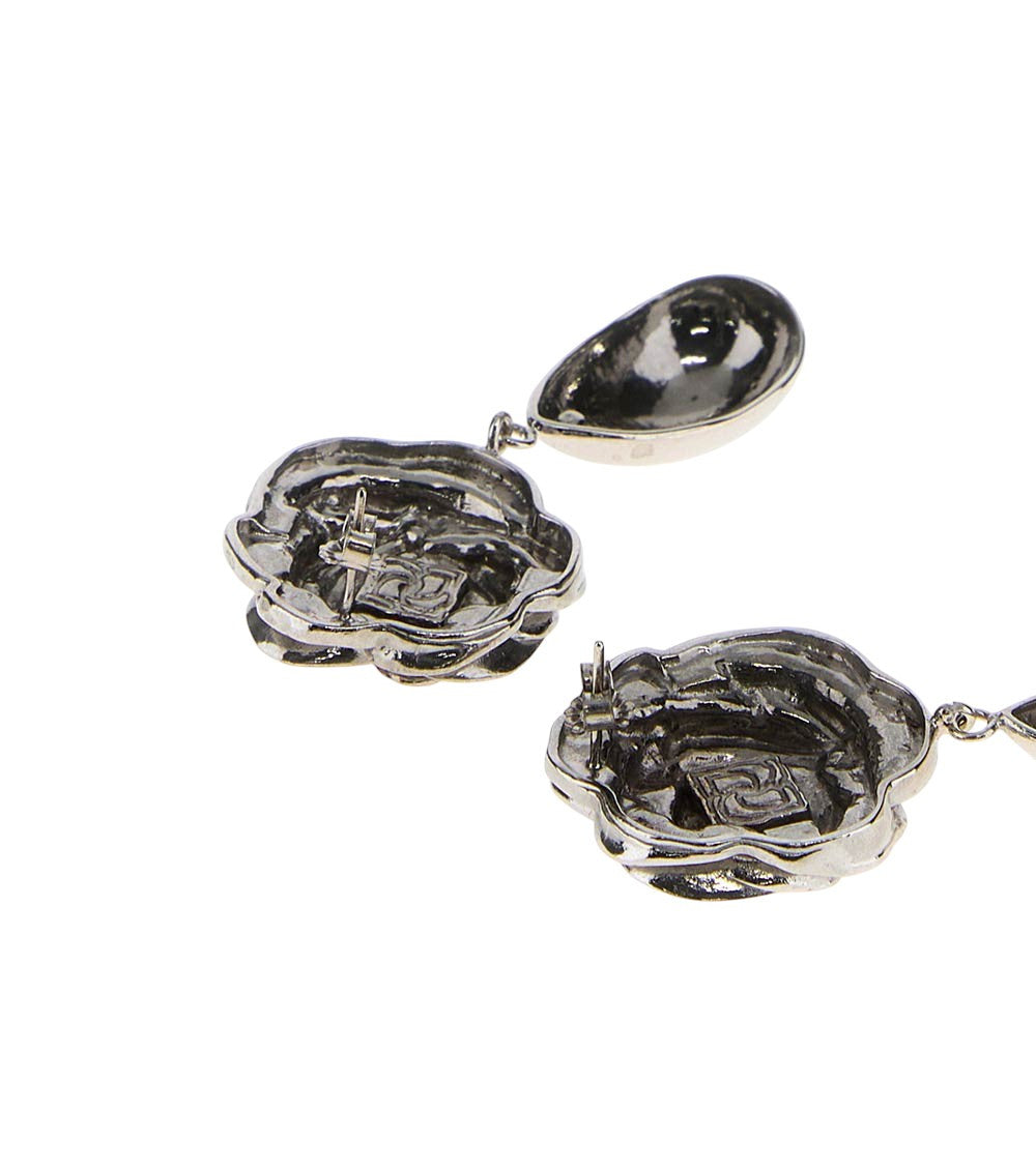 Silver Floral Drop Earrings 3