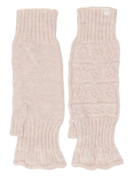 Off White Knitted Fingerless Gloves 1