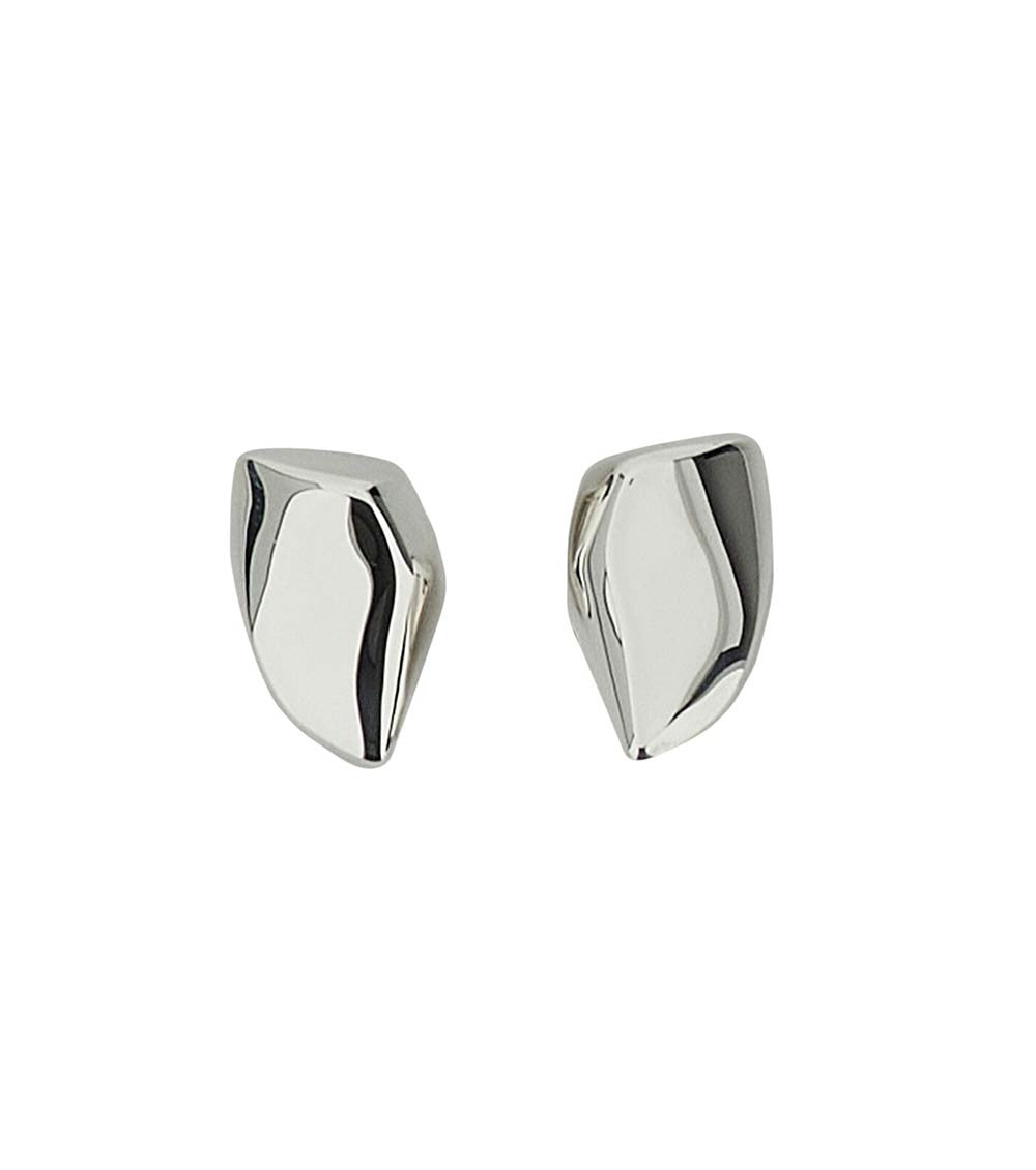 Silver Sculptural Stud Earrings 1
