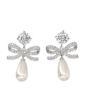 Silver Bow Drop Earrings 1