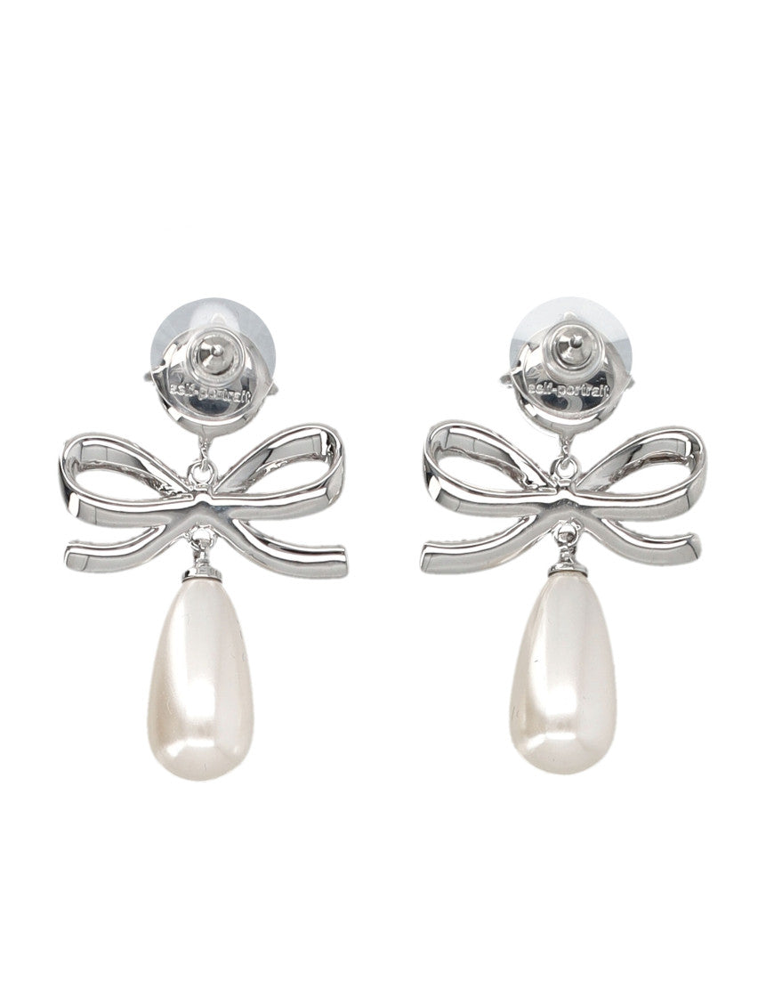 Silver Bow Drop Earrings 2