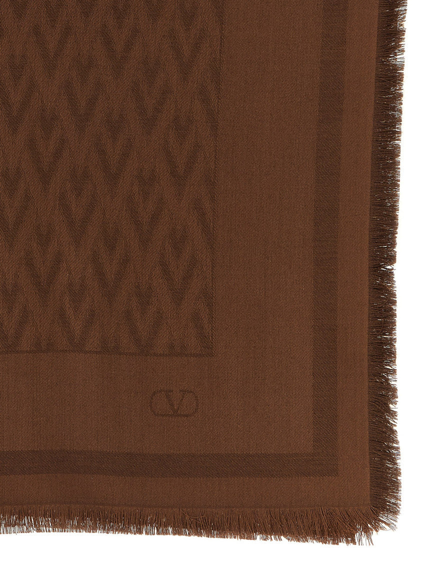 Brown Printed Jacquard Scarf 2