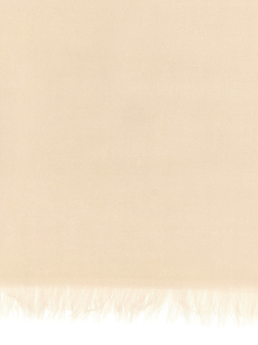 Beige Silk Solid Scarf 2