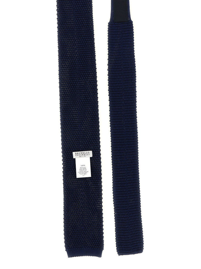 Blue Knit Solid Tie 2
