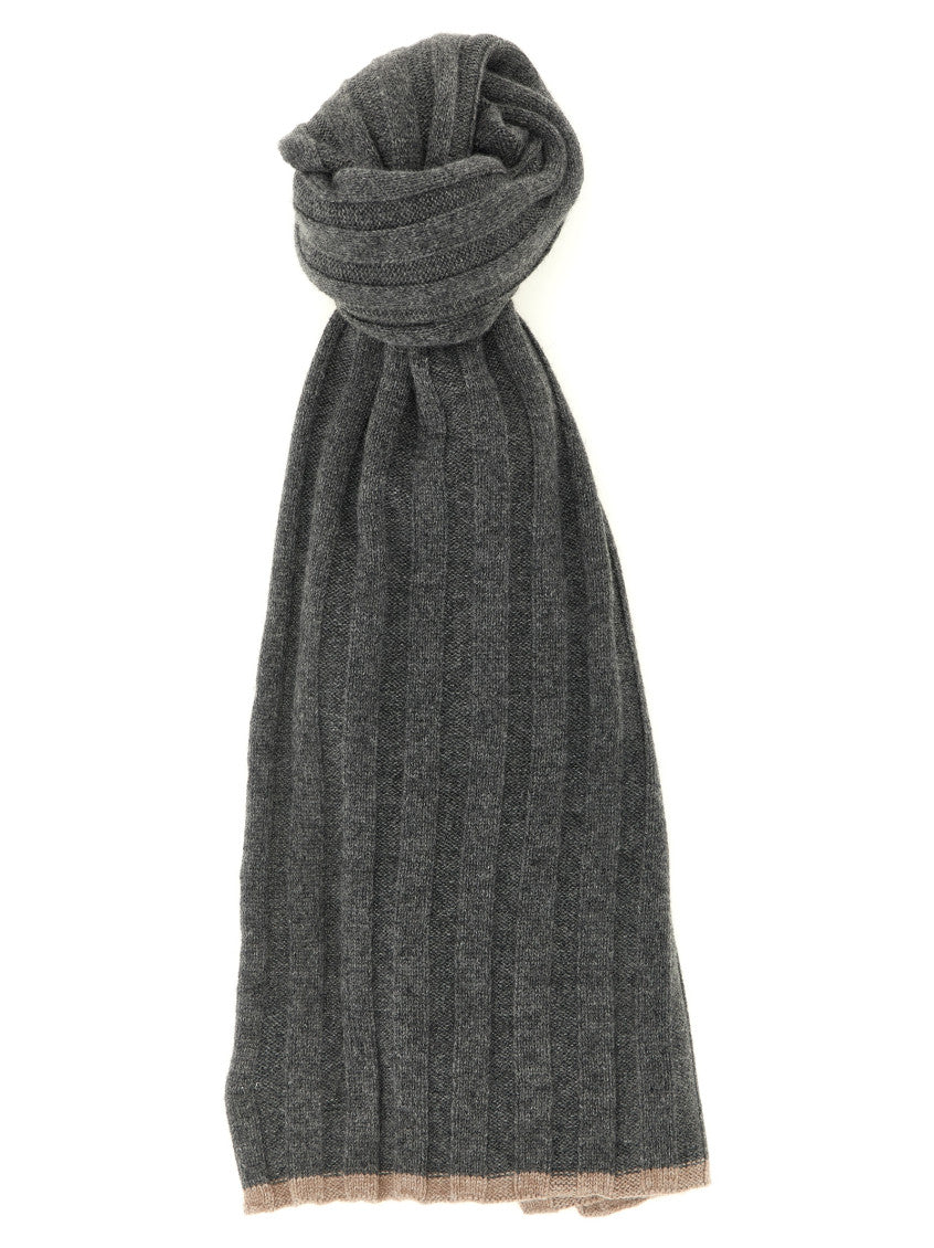 Grey Ribbed Solid Scarf 1