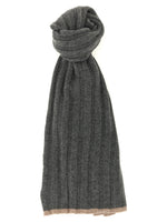 Grey Ribbed Solid Scarf 1
