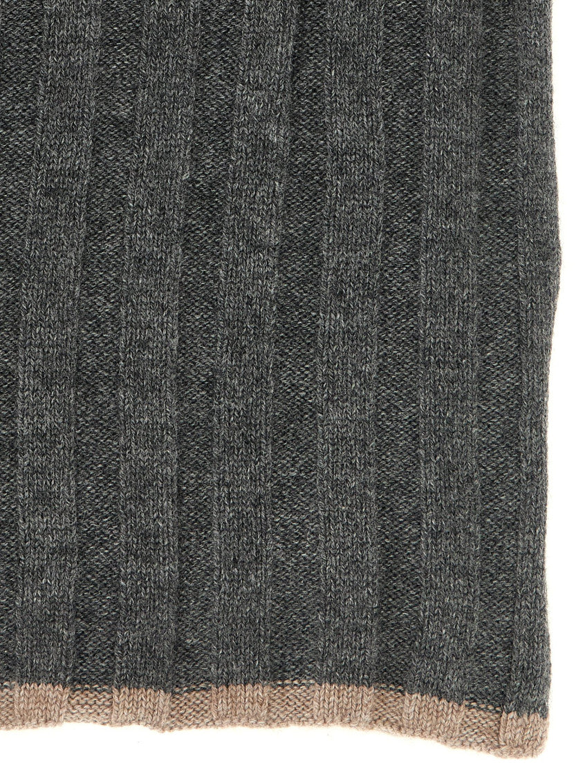 Grey Ribbed Solid Scarf 2
