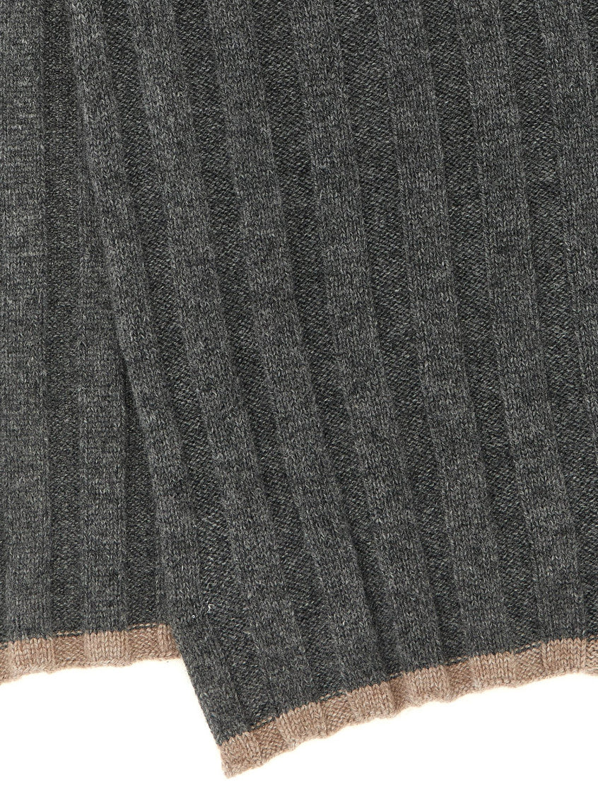 Grey Ribbed Solid Scarf 3