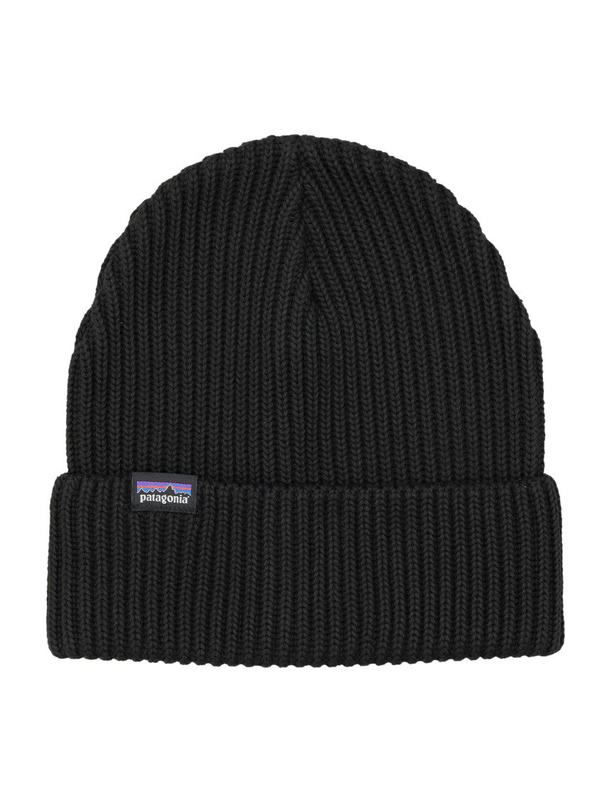 Black Textured Logo Beanie Hat 1