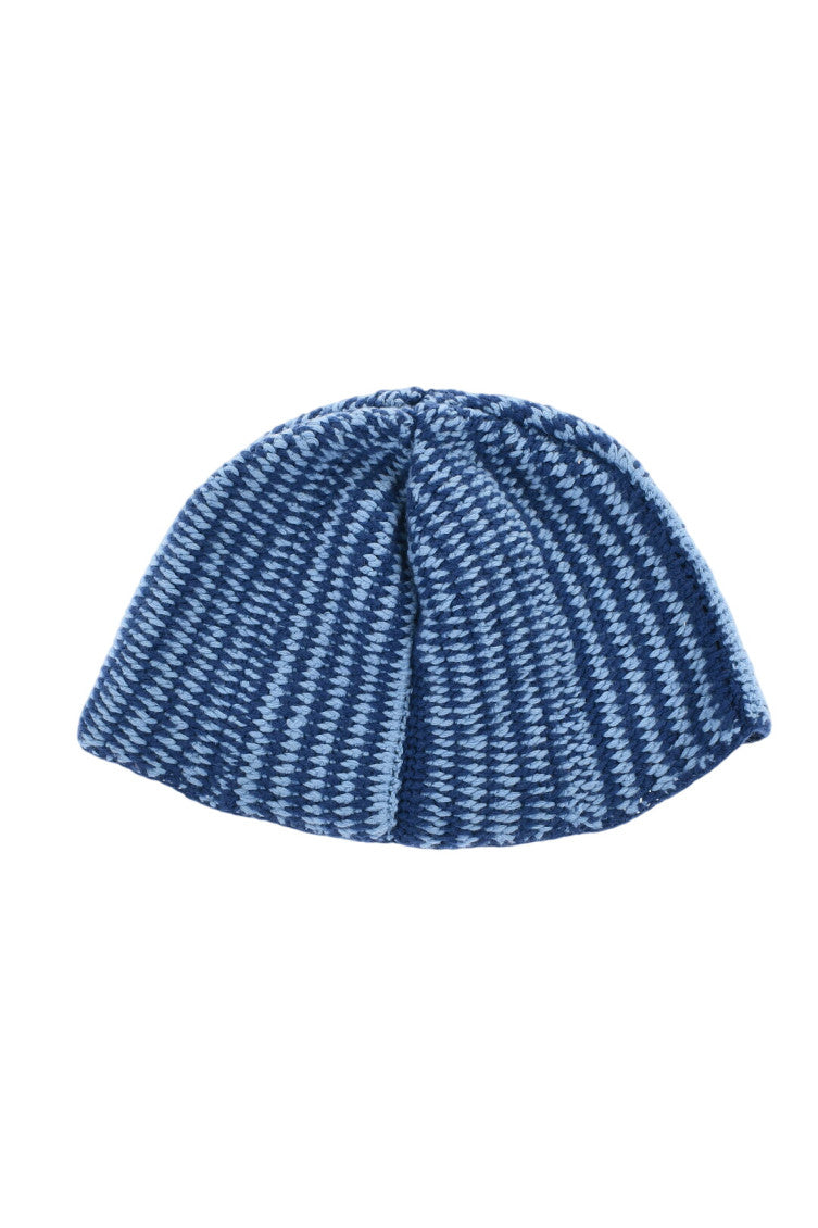Blue Knitted Beanie Cap 3