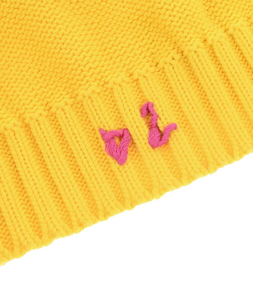 Yellow Embroidered Logo Beanie Cap 2