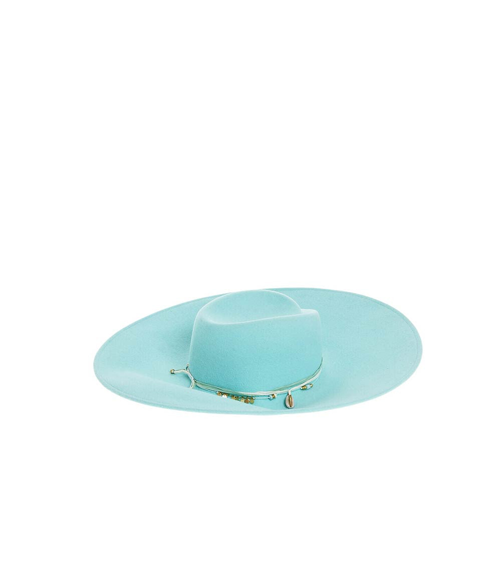 Sky Blue Solid Fedora Hat 2