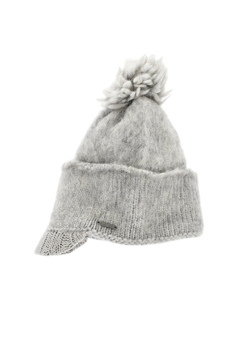 Grey Wool-Blend Beanie With Visor 3
