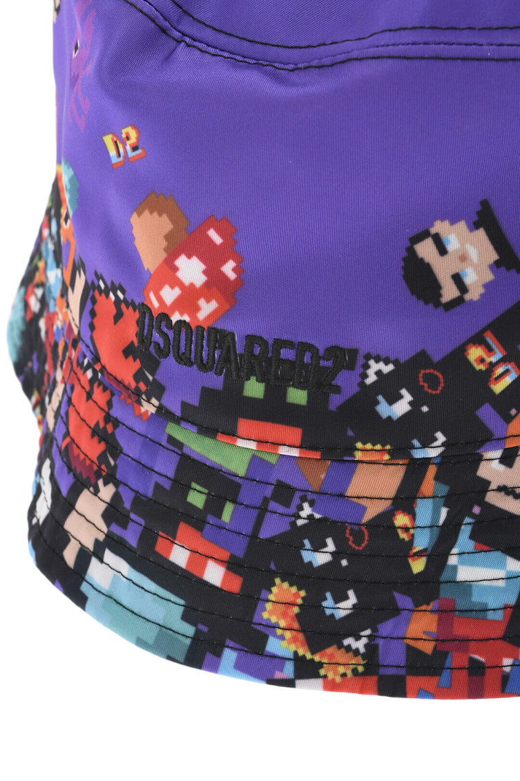 Purple Printed Bucket Hat 2