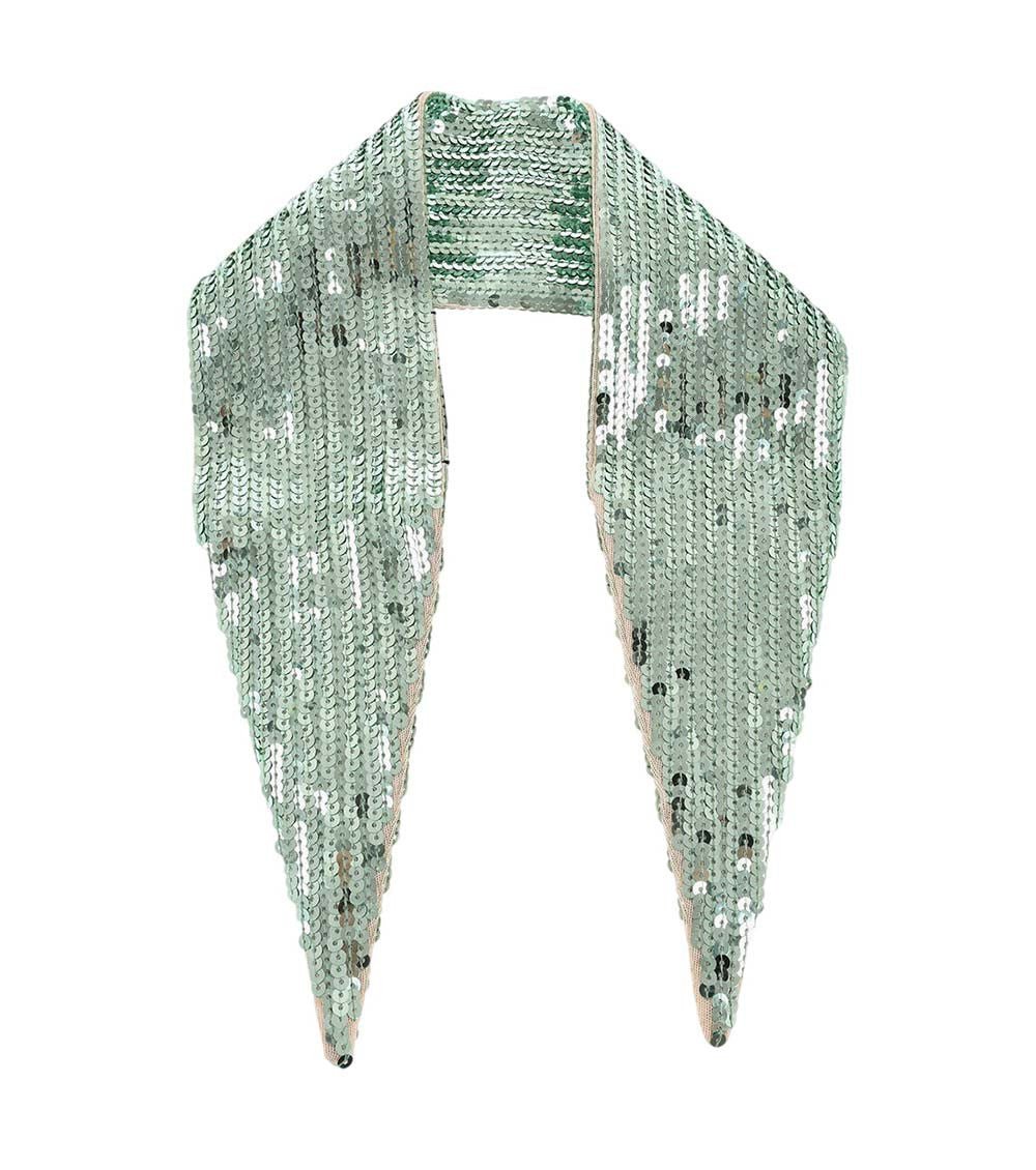 Green Sequin Embellished Scarf 1