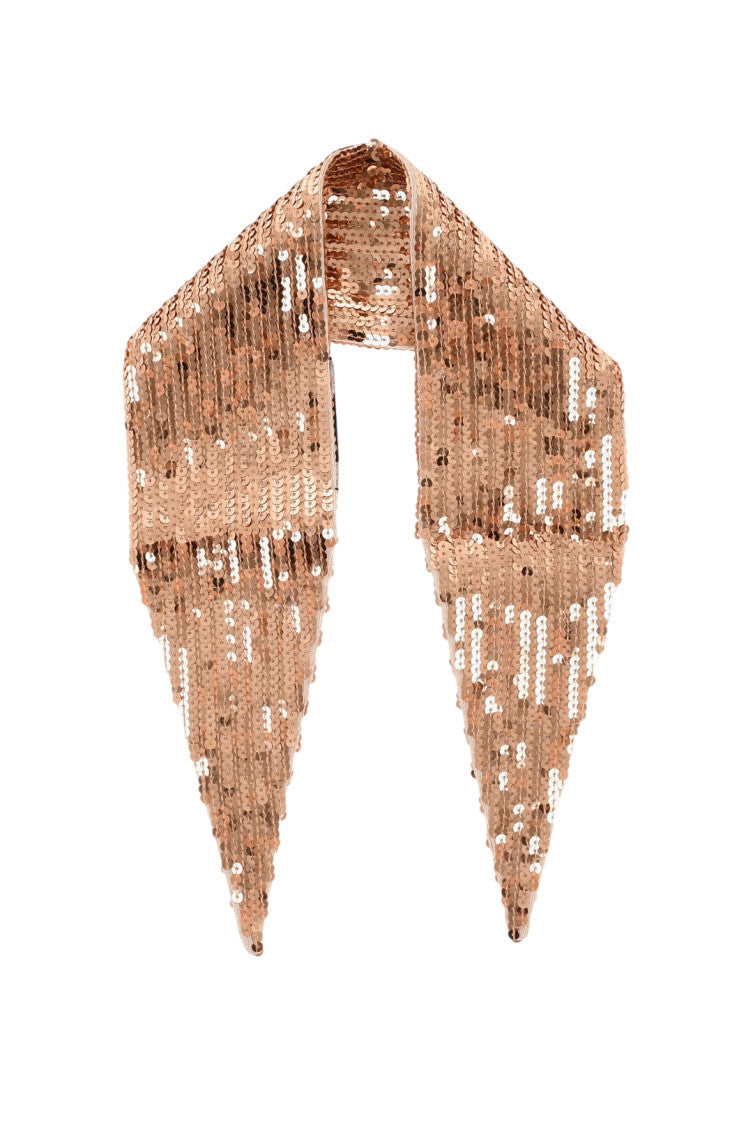Brown Sequin Embellished Scarf 1