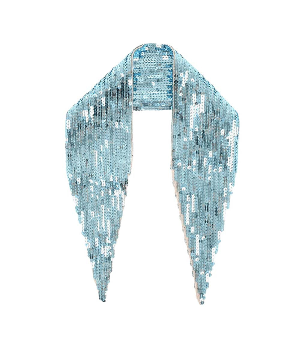 Sky Blue Sequin Embellished Scarf 1